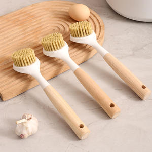 Cepillo de cocina para fregar ollas, con cerdas de coco, mango de madera, antiarañazos, para limpiar platos, ollas y tazones - Product Image 2
