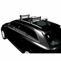 Support universel pour skis et snowboards pour toit de voiture - Porte-chargeurs réglable en alliage d'aluminium avec rembourrage en caoutchouc, antivol pour SUV