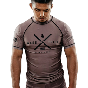 Wars Tribe Men's Short Sleeve Rash Guard Quick Dry Spandex Polyester <b>Compression</b> <b>Shirt</b> Front Logo Print Adult Fit - Product Image 5
