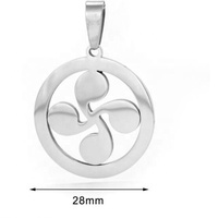 Pendentif Yiwu Aceon en acier inoxydable, symbole de croix basque, étoile, soleil, moulin à vent celtique dans un cercle, Lauburu, quatre têtes