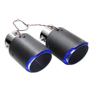 Auto Modificatie Universele SUS304 Carbon Fiber Uitlaat Tip Silencer Met Led Licht 2.5 "-3.5"