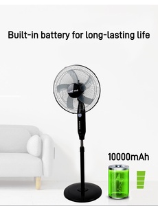 Quạt đứng năng lượng mặt trời 16 inch, <span class=keywords><strong>AC</strong></span>/<span class=keywords><strong>DC</strong></span> 12V, có đèn LED, 5 cánh, tích điện, kèm tấm pin và giá đỡ pin - Product Image 2