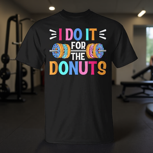 T-shirt sans manches pour les amateurs d'entraînement en salle de sport, avec motif de donut et haltères - Product Image 1