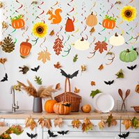 Décorations suspendues pour fête d'automne, spirales de plafond, guirlandes suspendues citrouille et feuille d'érable pour Thanksgiving, fête de la récolte d'automne