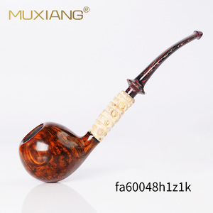 Muxiang Bent Briar Wood Tobacco Pipe Apple Shape Handmade Smoking Accessory - Product Image 1