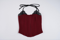 Haut Halter Vintage en Dentelle, Style Corset Sexy, Respirant, en Spandex/Polyester, CAMIS, Coupe Ajustée, Longueur Standard, Tricoté pour Femme