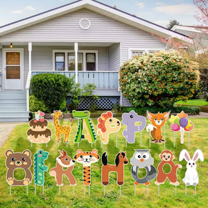 Cartello da Giardino per <span class=keywords><strong>Compleanno</strong></span> <span class=keywords><strong>con</strong></span> Picchetti, Decorazione a Tema Safari, Accessori per Feste a Tema Giungla - Product Image 5