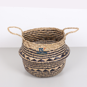Panier pliable fait à la main de qualité supérieure panier de rangement en jonc de mer naturel avec poignées pour cadeaux décoratifs pour la maison prix de gros - Product Image 2