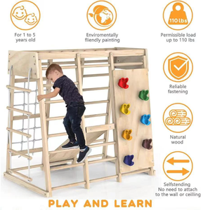 Juego de Columpios de Madera para Niños, para Interiores, Gimnasio, Ejercicio, Fitness, Actividades en Casa, Parque Infantil con Toboganes, Cuerdas y Columpios - Product Image 5