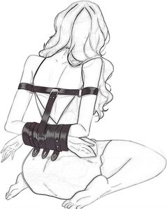 <span class=keywords><strong>BDSM</strong></span> <span class=keywords><strong>Bondage</strong></span> Leder Rücken-Handschellen Set Sklaven Fixierte Haltung Erwachsenenspiele Sexspielzeug - Product Image 2