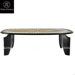 <span class=keywords><strong>Tavolo</strong></span> da pranzo rettangolare di arte di lusso giallo <span class=keywords><strong>nero</strong></span> giallo <span class=keywords><strong>laccato</strong></span> <span class=keywords><strong>nero</strong></span> lucido superiore tavoli da pranzo rettangolari - Product Image 3