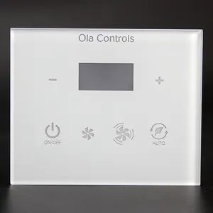 Termostato portátil para ar condicionado central, termostato branco de vidro temperado para parede de 12-30v dc rs485 modbus comunicação