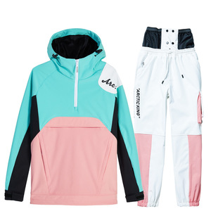 Kadın kayak takım 2022 kış sıcak Snowboard takım su geçirmez dış giyim ceket + pantolon spor erkekler kayak giyim seti - Product Image 5