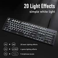 Clavier mécanique filaire TK100, 104 touches, rétroéclairage blanc, anti-ghosting, interface USB-A, design mignon pour ordinateur portable/PC/ordinateur de bureau de jeu
