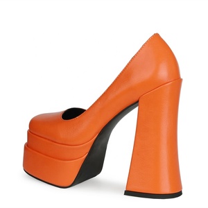 Solid Office Lady High Heel Shoes Hot Square Toe Double-layer Platform Shoes Pumps for Women Casual on Outdoor <b>Block</b> Heels - Product Image 4