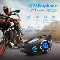 Casque de moto sans fil Q28 LP avec caméra intégrée, écouteurs, étanchéité IPX-7, batterie 500-1000mAh et contrôle du volume