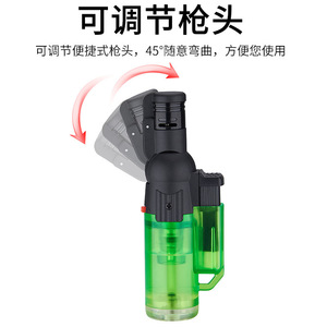 Windproof Direct Fire <b>Lighter</b> Foldable High Temperature Cigar Accessory Green Black Red Color With Flame Adjustment Feature - Product Image 3
