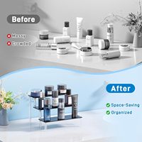 Lot de 2 présentoirs à 3 niveaux en acrylique, organiseur de parfums et cupcakes, plateau à desserts, décorations de fête, support de présentation noir pour bureau