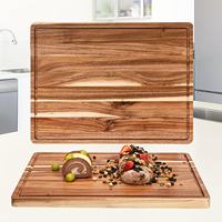 Acacia houten snijplank, extra stevig, met geïntegreerde sapgoot, handvat, geschikt voor gebraad, vlees en groenten.