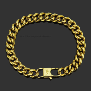 Hip Hop Simple Glossy Cuban Chain Men's <b>Bracelet</b>, Fashion Hipster Street <b>Bracelet</b> <b>Bracelet</b> 9mm Wide - Product Image 2