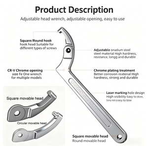 10-piece wrench set - adjustable round head side face round nut removal <b>hook</b> wrench - Product Image 1