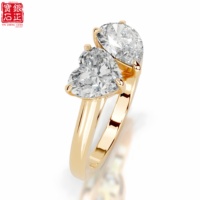 Bague de fiançailles de luxe pour femme en argent sterling 925 plaqué or, avec deux pierres de moissanite, sertie à griffes, taille poire et cœur, certifiée REACH