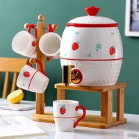 Pot à eau personnalisé avec robinet Keg Pot à vin en porcelaine pichet de bar 3L Mug150ml Conteneur à jus en céramique