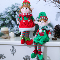 Nouvel an décor de noël rouge et vert en peluche elfe jouet poupées longues jambes décorations pour la maison