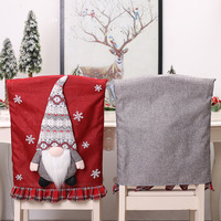 Nouvelles décorations de fête de noël rouge gris Gnome housses de dossier de chaise ensembles de Table tissu housse de chaise de noël pour décor de dîner à la maison 2022