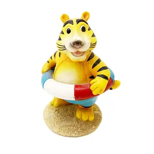 resin craft animal cartoon statue the year of tiger Chinese Zodiac ornament home decor swimming tiger