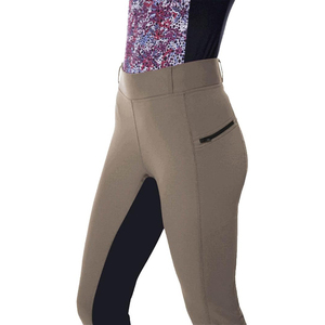 Wholesale Women Mid Waisted Stretch Grip Soft Knee Patch Horse Riding Breeches Horseback Patchwork <strong>Trouser</strong> with Zipper Pocket - Product Image 3