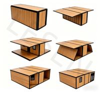 Maison conteneur de vacances extensible de 20 pieds, aspect bois, insonorisée, préfabriquée, petite villa pour la vie de vacances et la location à court terme