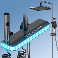 Ensemble de douche haute pression à affichage numérique avec mitigeur thermostatique, 4 modes, pommeau de douche pluie et douchette à main, finition gunmetal, robinet de salle de bain, vente en gros