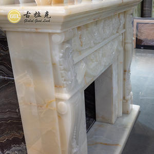 इनडोर सजावटी प्राकृतिक पत्थर फायरप्लेस चारों ओर संगमरमर गोमेद सफेद फायरप्लेस मेंटल - Product Image 2