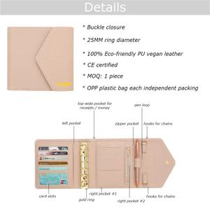 Yihe meilleure vente A7 portefeuille de cartes de luxe en cuir de galet pour les femmes enveloppes de reliure de trésorerie avec <span class=keywords><strong>feuille</strong></span> de mouche et fermeture éclair - Product Image 5