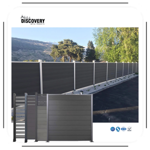 Cadre WPC horizontal moderne de 2m en aluminium <span class=keywords><strong>et</strong></span> métal Panneaux de clôture modulaires 3D de 2m avec traitement naturel Facile pour la maison, le jardin <span class=keywords><strong>et</strong></span> l'extérieur - Product Image 1