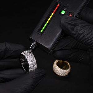 Hip Hop Iced 925 Silver Gold Plated VVS Moissanite GRA Rapper Dazzling Sparkly Eternity Band <b>Ring</b> <b>Men</b> Luxury - Product Image 2