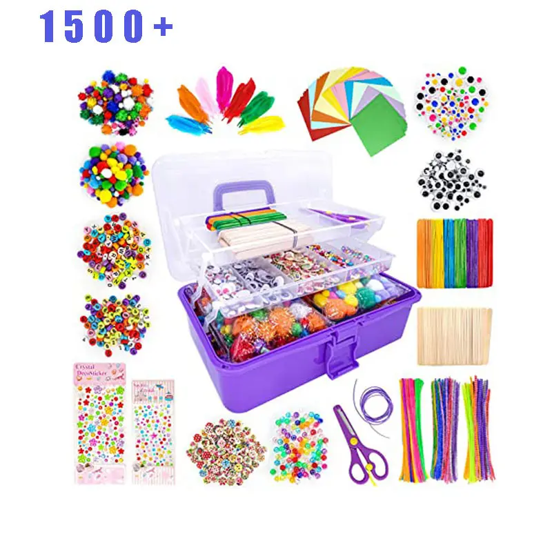 Wholesale Art and Craft Supplies For Kids Educational Toys 1500+pcs Pcs Pipe Cleaners For DIY Art Pompoms Pipe Cleaners Mini Toy