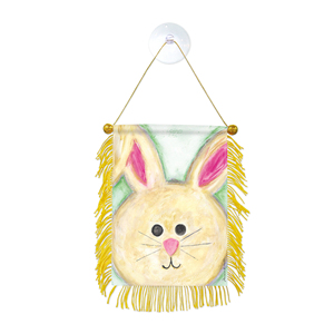 Drapeaux de voiture miniatures 10x15cm Lapin de Pâques à suspendre à la fenêtre avec ventouse - Product Image 1