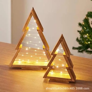 Adorno de árbol de Navidad de madera con LED blanco cálido, plegable, decoración interior para el hogar, escritorio, chimenea, decoración de escenas. - Product Image 5