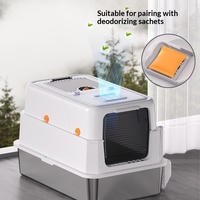 Litière pour chat carrée en acier inoxydable, entièrement fermée, ultra-grande taille, désodorisante, anti-éclaboussures, en plastique ABS, modèle très vendu
