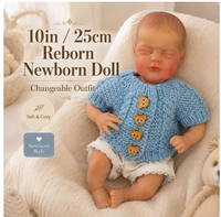 10 Zoll Mini Reborn Babypuppe, Lächelndes Gesicht Vinyl Kleine Säuglingspuppe, Realistisch Bemalter Kopf Simulations-Mini-Spielzeug für Kinder