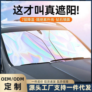 ม่านบังแดดกระจกหน้ารถ สีไทเทเนียมซิลเวอร์ไล่เฉดสี แบบพับเก็บได้ ป้องกันความร้อน - Product Image 5