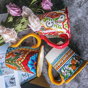 Mug en céramique de porcelaine peint à la main, style bohème créatif, tasse à café, tasse à eau - Product Image 3