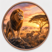 Pièces de monnaie en cuivre à haute relief 5 oz .999 Cuivre pur Pièce ronde Lion Pride Rock avec impression UV colorée