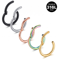 Anneau de nez clicker articulé en acier inoxydable chirurgical 316L pour cartilage et Daith, bijoux de piercing corporel tendance en titane