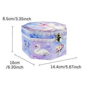 Custom Pattern Octagonal Eco-Friendly Luxury Musical Jewelry Box Rotating Ballerina Heart Mirror Storage Compartments for Kids - Product Image 3