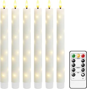 Bougie électrique sans flamme à piles, effet flamme vacillante, 20 cm de long, en cire véritable, avec télécommande - Product Image 1