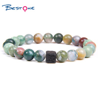Bestone Pulsera de Cuentas de Piedra de Lava Natural con Ágata y Madera para Hombre Venta al Por Mayor Más Barata