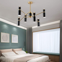 Lustre contemporain en fer noir, luminaires suspendus pour hôtel, lampe de plafond G9 pour restaurant, lampe suspendue pour la maison